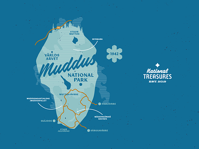 National Treasures - Muddus Nationalpark Map Mode copy illustration national park national treasures sweden