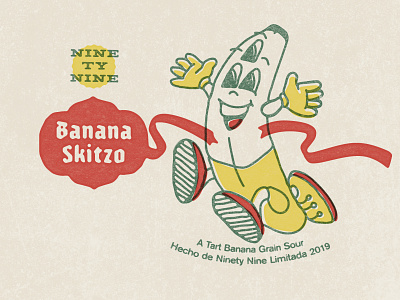 Ninety Nine - Banana Skitzo banana skitzo beer label berliner hefe weisse illustration labels ninetynine retrosupplyco vector vintagepress