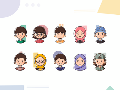 Avatar Illustration for Team avatar cartoon character cute flat design flat illustration icon icon set illustration illustration design procreate ui