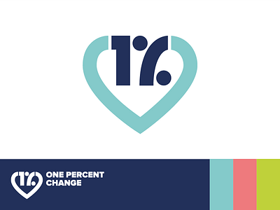 Logo design for One Percent Change charity donation heart help logo love