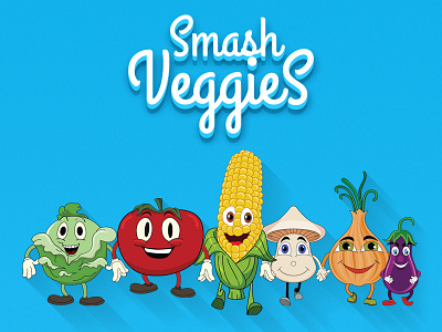 Smash Veggies bringle cabbage cartoon characters cute funny game mushroom onion smash tomato vegetables