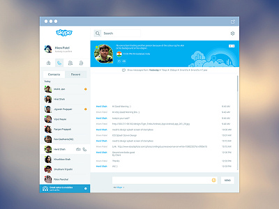 Skype Redesign blue call cheat icon messages profile redesign sky skype uiux