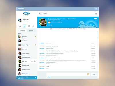 Skype Redesign blue call cheat icon messages profile redesign sky skype uiux