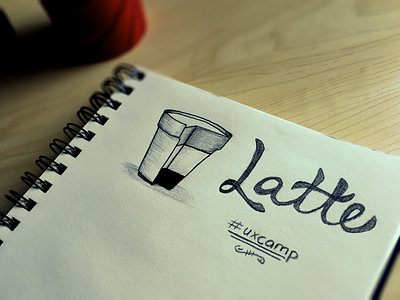 Latte coffee drawing notebook pencil sketch uxcamp