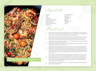 prawn linguine recipe design food graphic design illustration layout design print design recipe recipe card vector