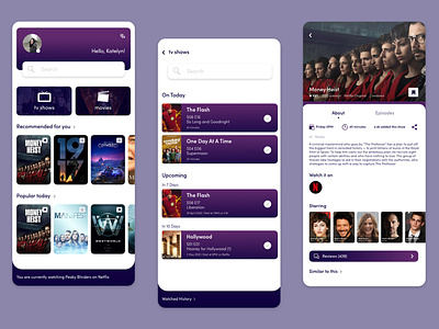 TV Show & Movie Tracker App design graphic design interface mobile app mobile app design movies movies app tv show app tv shows ui ui design ux ux design