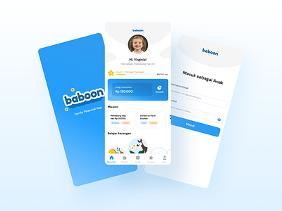 Finance Made Fun with Baboon! - Kids branding children design family family app finance financial financial education financial family illustration kids logo minimal parents typography ui uiux user interface ux vector