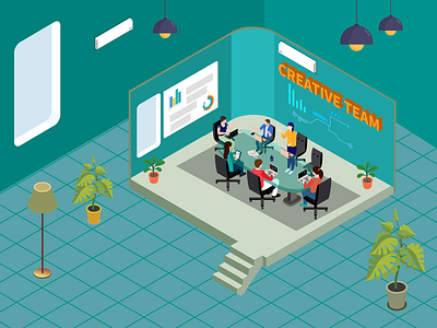 Office Meeting Space - 3d Illustration Design