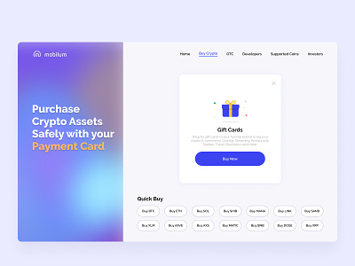 Buy/Sell Crypto Assets Web Design