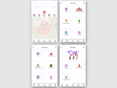 Gps Navigation App UI Design animation app application design flat gps icon illustration illustrator interface mobile navigation ui ui desing ui ux design ux uxdesign vector white