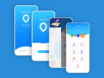 Mobile App ui/ux design app blue buttons design gradients graphics icons maps navigation ui ux vectors