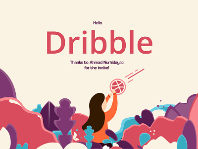 HELLO DRIBBLE! debut design dribble first design firstshot flat graphics hello dribble illustration indonesia vector