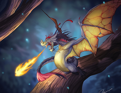 Faerie dragon colorful art creature dragon fantasy fantasyart illustration paint photoshop