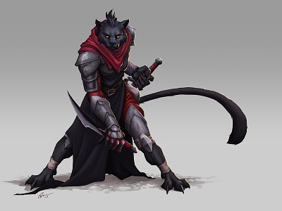 Tabaxi rogue character character design creature design illustration