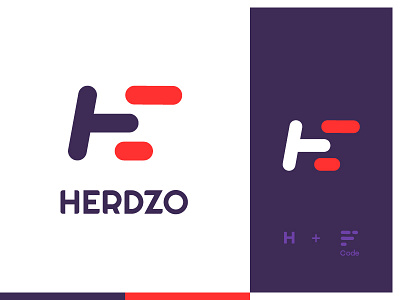 Herdzo abstract adobe adobe illustrator branding code design h information technology it logo minima red vector