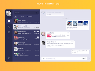 #DailyUI 013 - Direct Messaging chat app dailyui illustraion illustration messenger ui ux vector