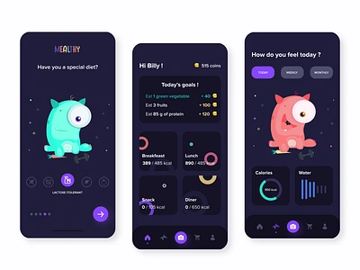 Mealthy Diet App #2 app calories colorful colors diet fitness food health app healthy healthyfood illustration mobile app nutrition shot sport ui uidesign ux webdesign