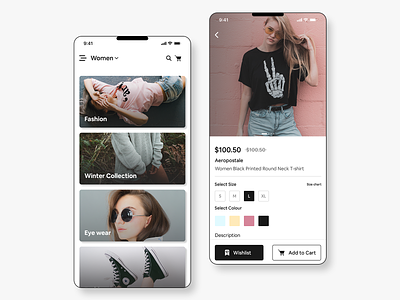 Shopping app UI design