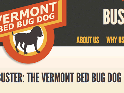 Buster the Bed Bug Dog khaki league gothic website