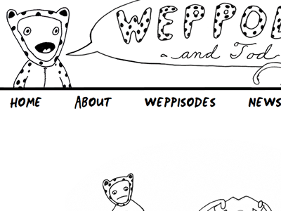 Weppode and Tod black line drawing cartoon website white