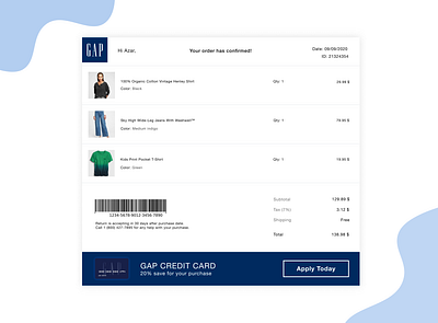 Daily UI * Day 17 * Email Receipt dailyui email email receipt figma gap ui uidesign uiux