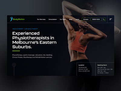 Website Design for BodyMotion australia digital design freelancer krystlesvetlana melbourne physiotherapy website concept website design