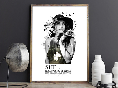"She deserves to be loved" Poster digital art double exposure freelancer krystlesvetlana poster design