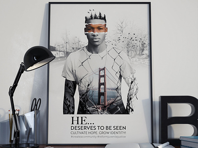 "He deserves to be seen" Poster digital art double exposure freelancer krystlesvetlana poster design