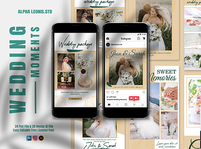 Wedding Moments Stories & Post branding cover art cover design design graphic design instagram post instagram stories instagram template layout design poster collection