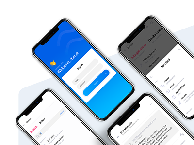 Mobile Blue Award blue cards clean concept design ios ios 10 iphonex messages mini mobile app mobile app design mobile award personal card search simple ui ui ux user welcome screen wireframe