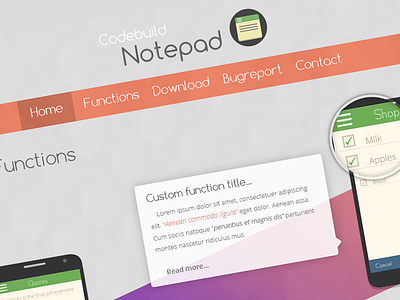Notepad app website design app branding design mobile notepad onepage website