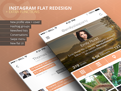 Instagram Flat Redesign + Extra Functions