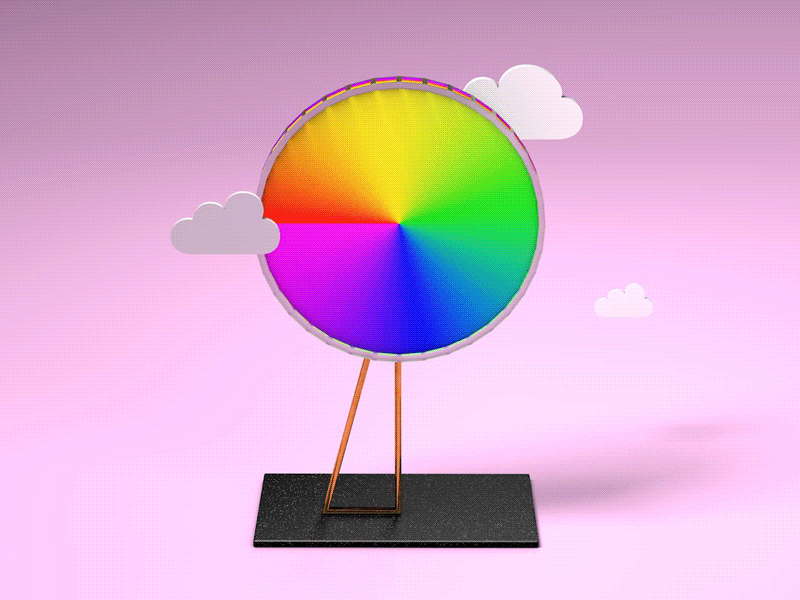 The color wheel and the clouds 3d 3d artist animation art direction c4d cgi color wheel colors design illustration london eye motion graphics pink wheel