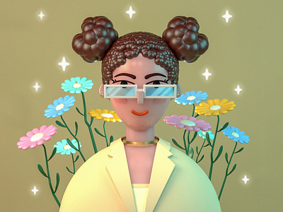 Floral girl challenge 2 3d 3d artist 3d character 3d character design 3d flowers 3d girl 3d modeling animation boss girl boss woman c4d character design fashion floral girl illustration motion graphics woman woman suites working girl