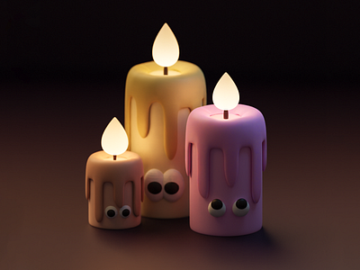 Candles 2d candles 3d 3d artist 3d character design 3dcharacter animation art direction blender c4d candles cgi character cute art design illustration motion graphics ui