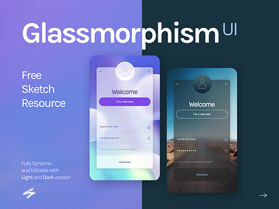 Glassmorphism UI Login Screen - Free Sketch Resource