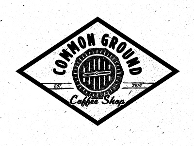 Common Ground Coffee Shop brand branding coffee coffeeshop compass drawn grinder illustration logo