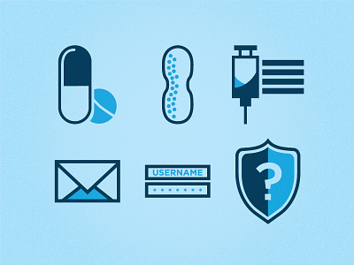 Medicinal Icons blue icons mail medical needle peanut peanuts pills security