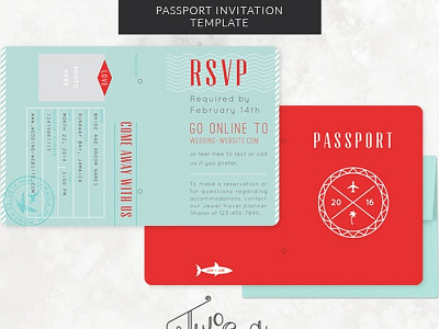 Wedding Passport Invitation Template