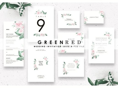 Wedding greenred invitation