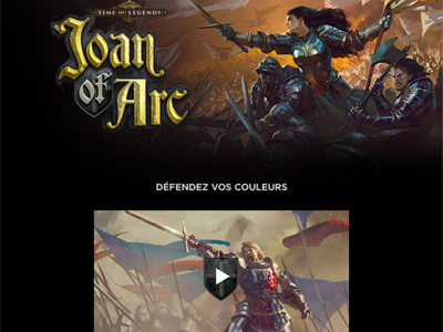 Joan of Arc l Homepage army board game england france graphic design heroic fantasy homepage hundred years war illustration joan of arc knights layout middle age site sketch times of legends video webdesign website