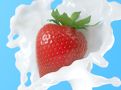 Strawberry 3d advertising art direction c4d cinema 4d fluid freelance illustration mirosz mirosz piotr octane photorealistic simulation strawberry yogurt