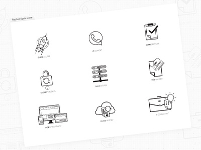 Sprite Icons IT Support Flat Light Style flat icon ui vector