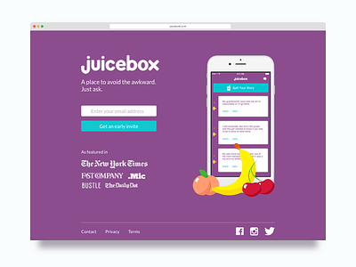 Juicebox landing page desktop health invite landing page marketing sign up web website