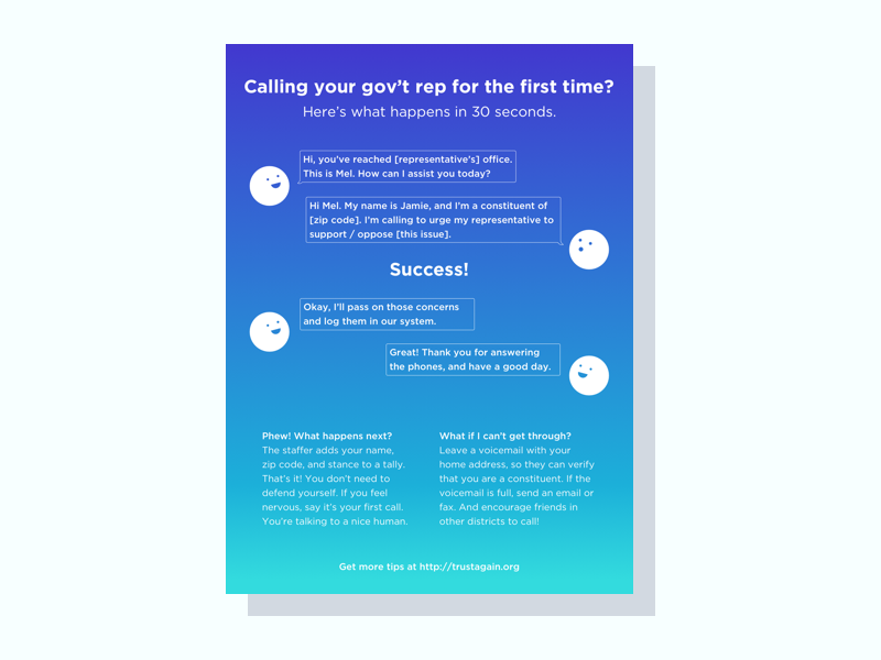 Flyer - how to make your first political phone call (in the US) by