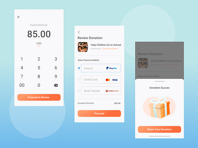 Mobile donation app app article article design branding business design donation donations payment app payment method ui ux