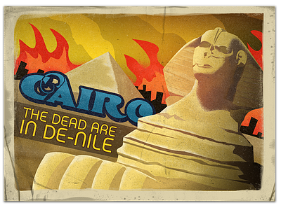RUN HOME TO MUMMY apocalypse cairo egypt postcard pyramid sphinx vintage