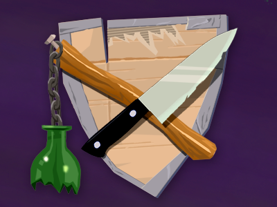 Worst Flail Ever duct tape heraldry icon kitchen knife shield
