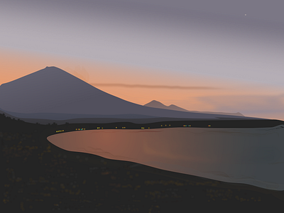 Vector art of a small village called Amed, Bali art artwork bali beach dribbble evening mountain shacks sunset uidesign uiux vectorart