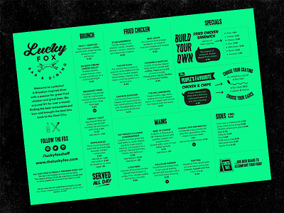 Lucky Fox Menu beer cafe design drink food hipster menu print restaurant